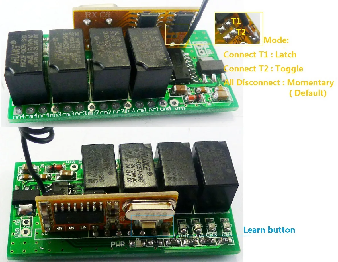 433M 4 Way Wireless Microcontroller RF Relay Remote Control Switch For Wireless Boat Car Model With 4 Keys EV1527 Remote Control