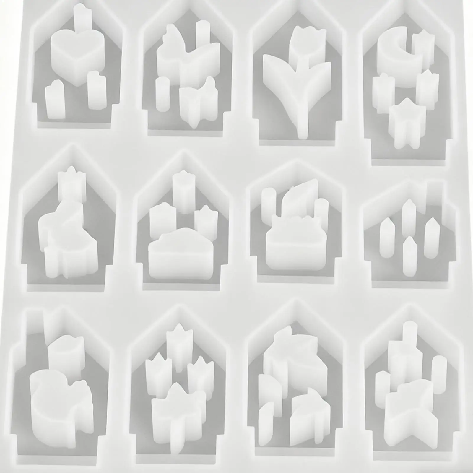 عيد الميلاد الراتنج قوالب سيليكون 12-تجويف مع قاعدة غير عصا منازل عيد الميلاد قالب الشمعدان للشمع مجيء ديكور المنزل عطلة #4