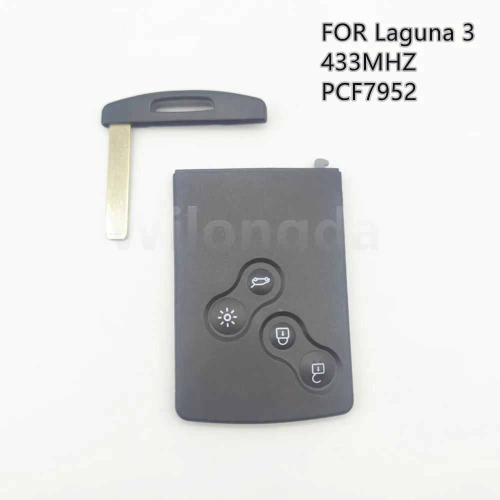 

FOR Renault Laguna 3 Smart Key 2009-2015: 4 Button Keyless Remote Key Card 433MHz ID46-PCF7952