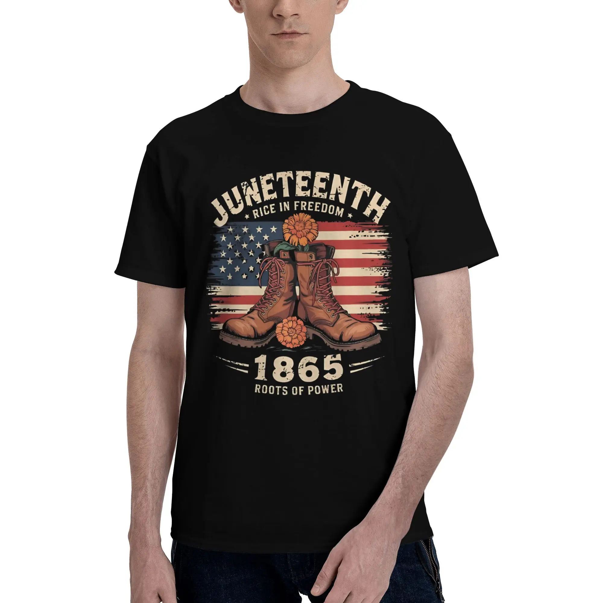 Men Women Juneteenth 1865 Rooted In Freedom T Shirt 100% Cotton Printed T-Shirt  Top Clothing