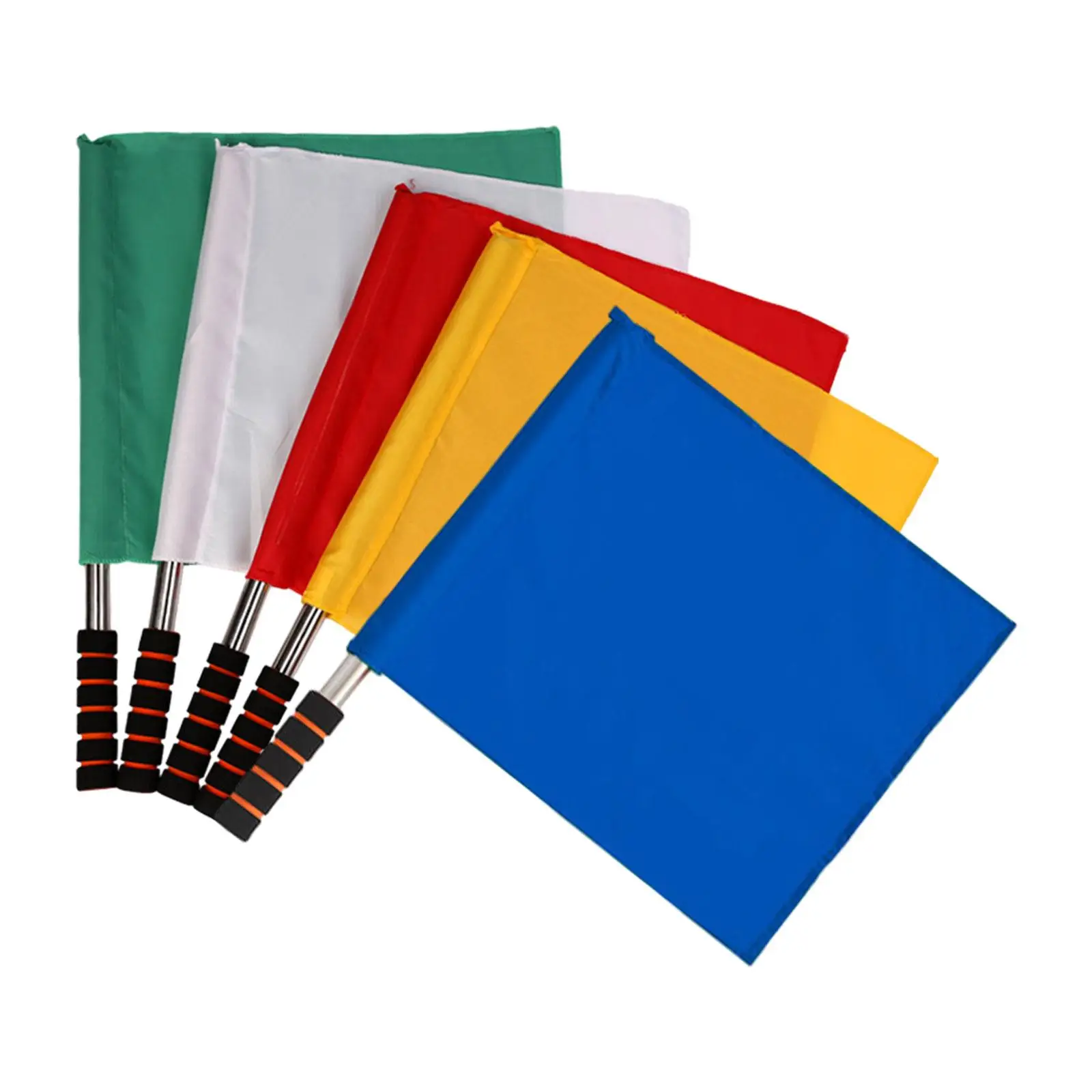 3Pcs Referee Flags Starting Flag Assistant with Stainless Steel Pole Football Linesman Flags Rugby Sports Signal Flag Referee