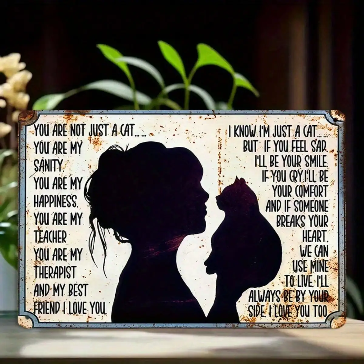 قطعة واحدة من لافتة القصدير أنت لست مجرد قطة - فن مضحك لمحبي الحيوانات الأليفة للمنزل/المكتب، 8 × 12 بوصة/20 × 30 سم