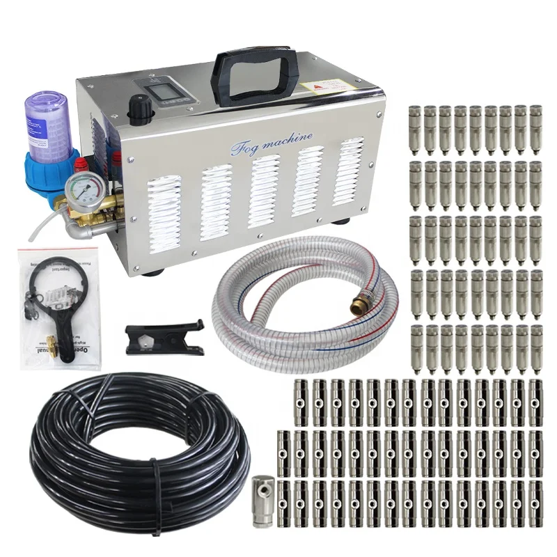 Misting Water Fog Machine With Digital Timer 3L/min SS Mist Water Spray Machine Outdoor Misting Cooling System