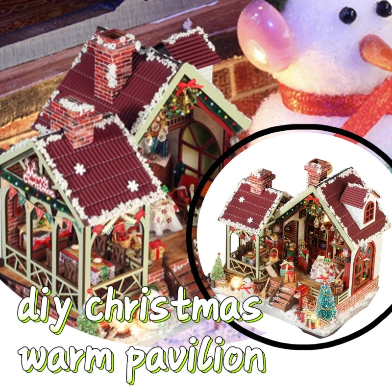 

Christmas Night Warm House Diy Cottage Christmas Warm Pavilion Scene Puzzle Handmade Assembly Ornament Crafts Gift Desktop Decor