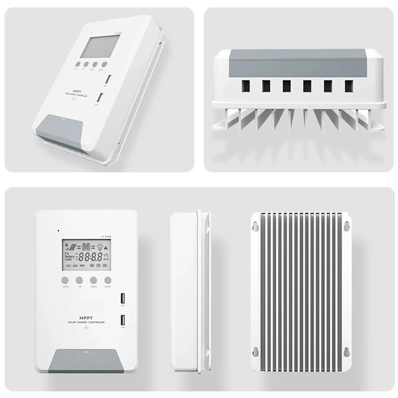 Smart MPPT Solar Charge Controller 12V 24V 40A 60A High Efficiency Home Solar Panel Regulator with Auto Recognition LCD Display