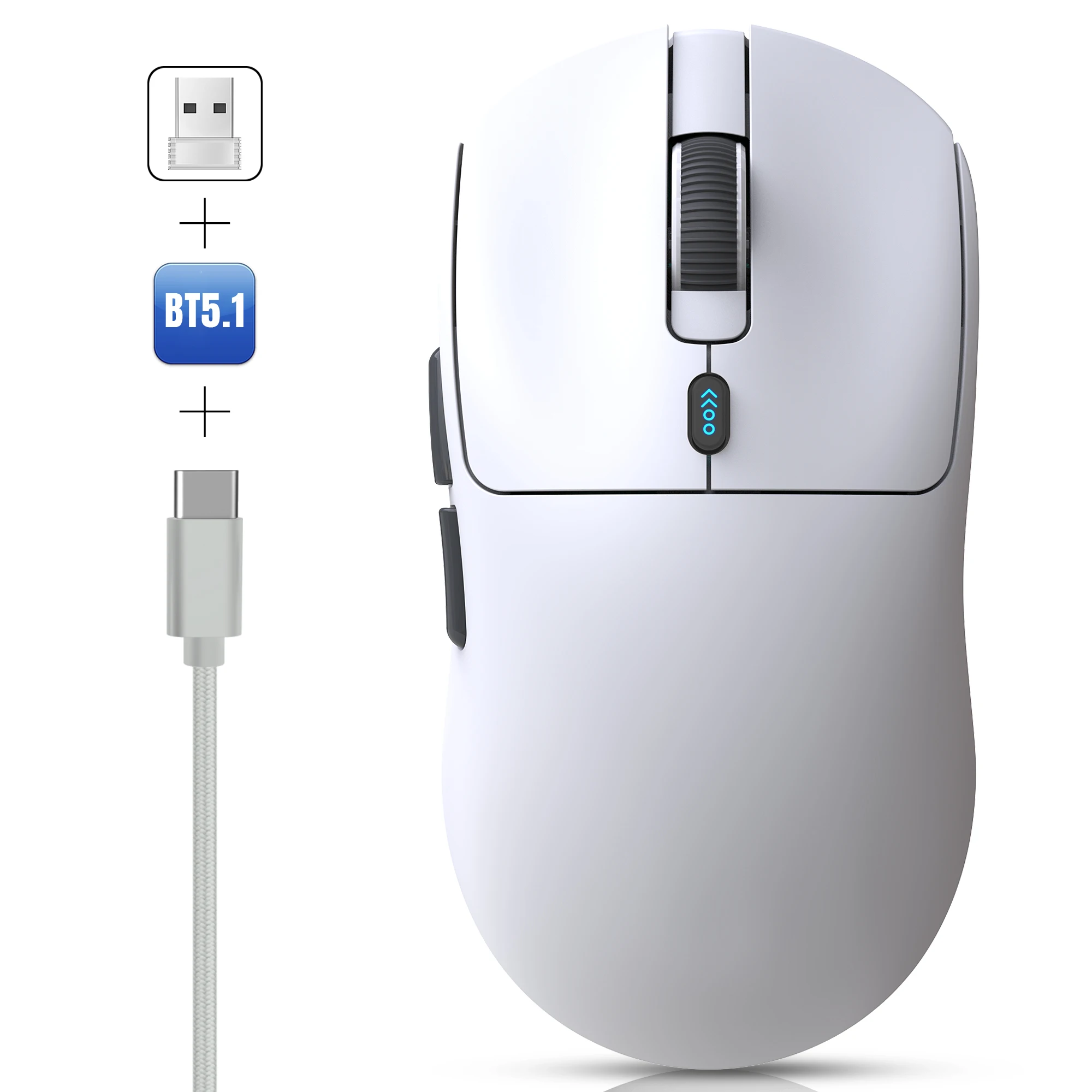 

Беспроводная проводная трехрежимная перезаряжаемая игровая мышь 2,4G BT5.1, 12000 точек на дюйм, регулируемая мышь для киберспорта, легкая и 6 клавиш, настройка