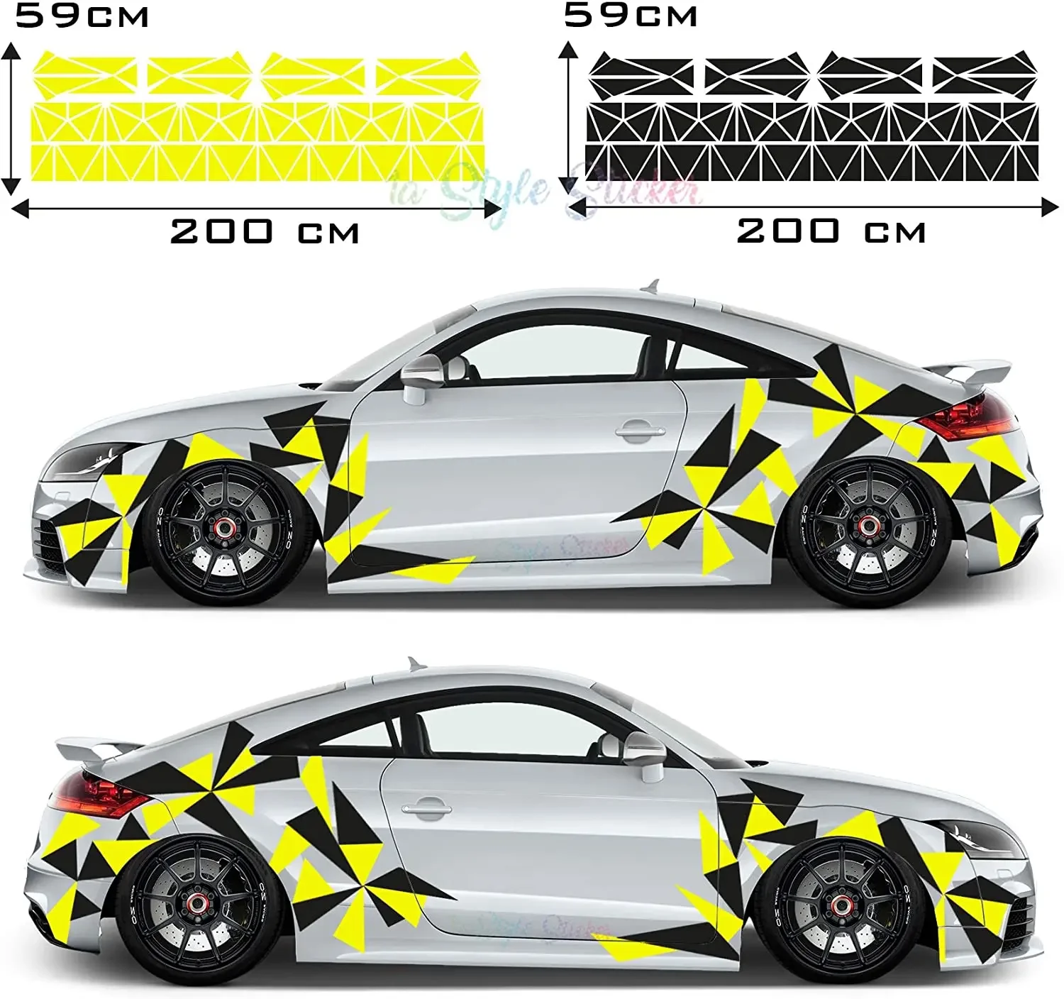 Sticker Car Side Sticker Triangles Sticker Camouflage 194 Piece Set – 2 Colours Facelift  Anime Car Accessories  Car Decor