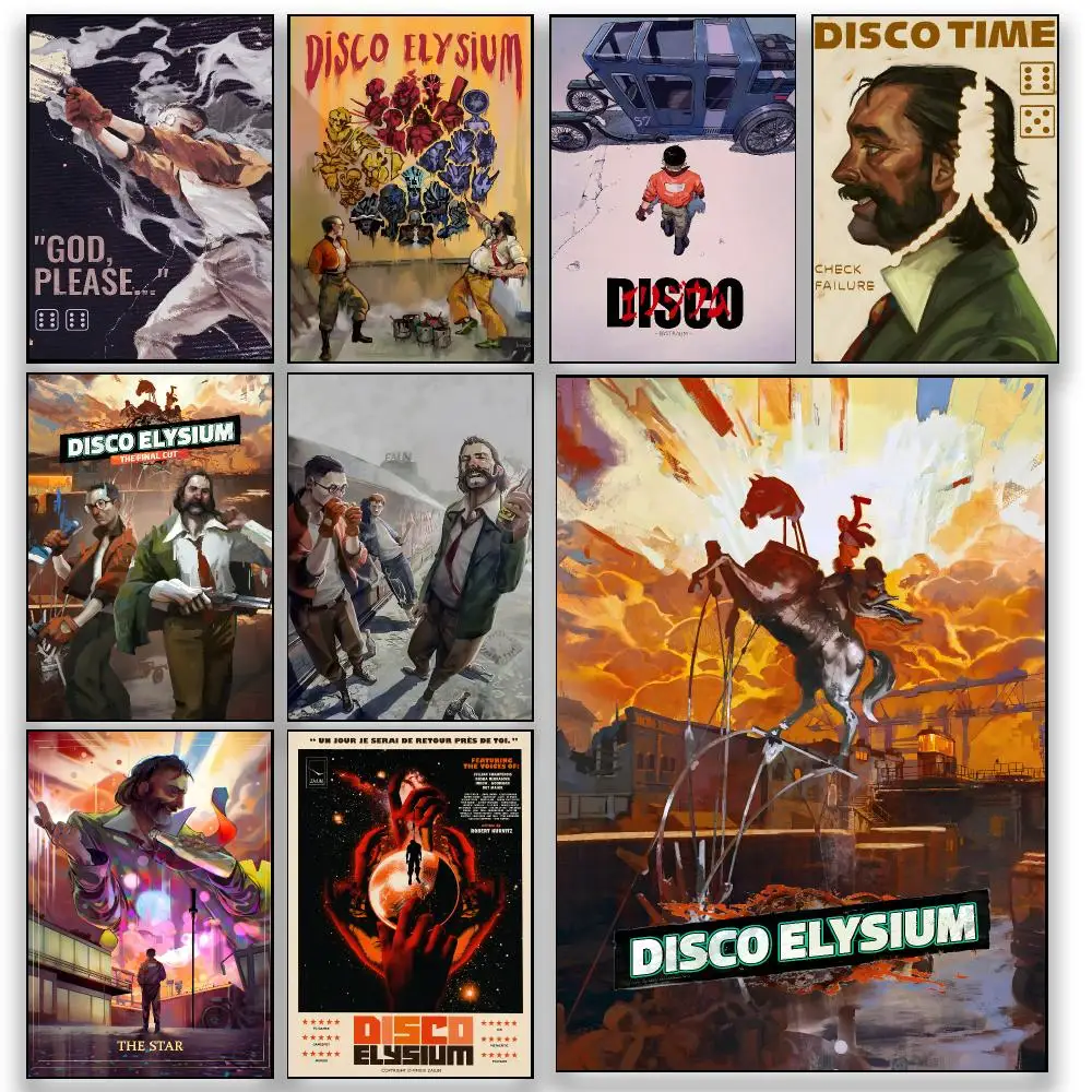 Game D-Disco Elysium Detective RPG Aesthetic Poster HD Wall Decor for Bedroom Living Room Dorm Bar Cafe Office Gift