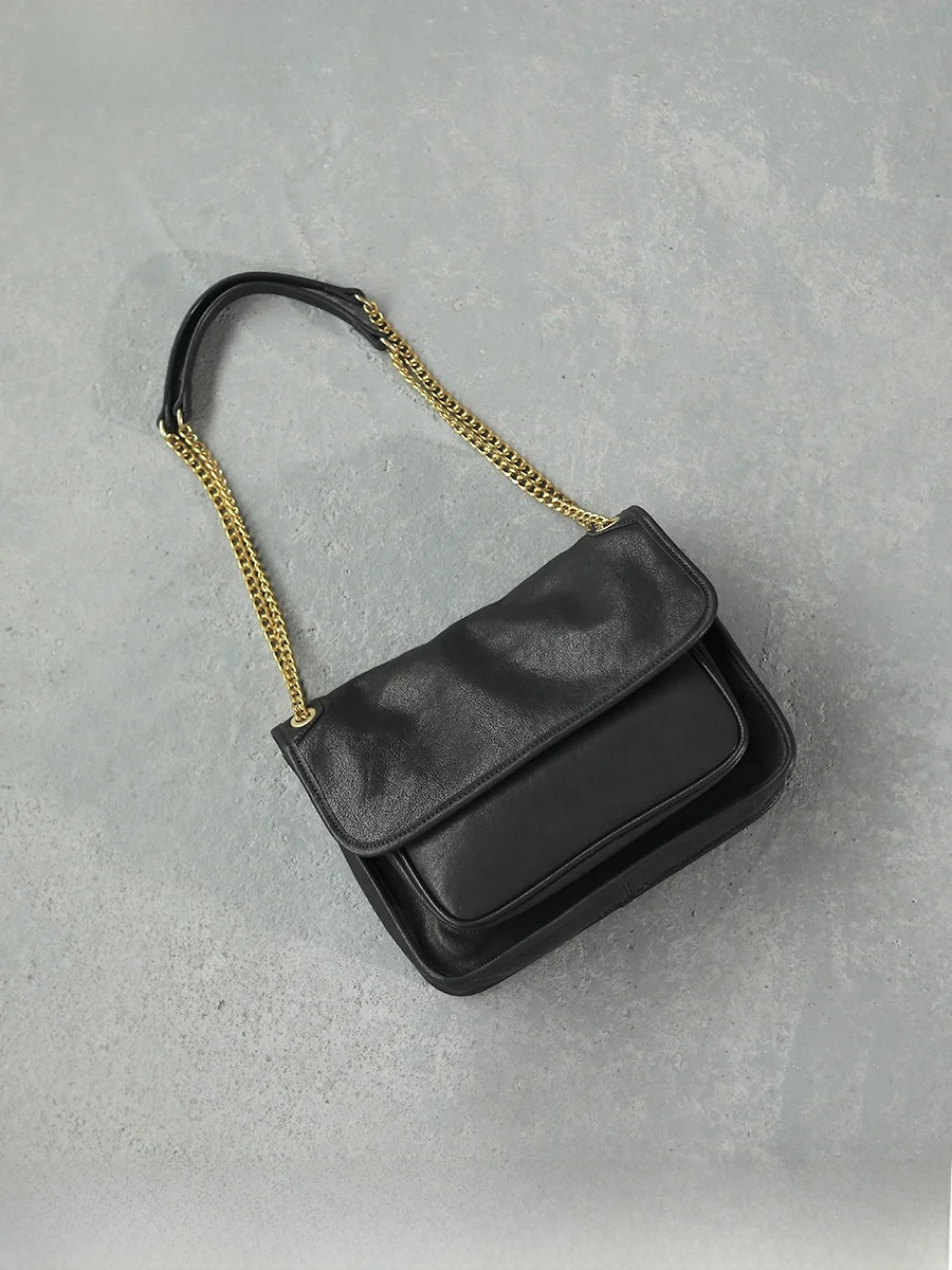 

Handmade High-End Vegetable-Tanned Top-Layer Cowhide Leather Women's oulder Crossbody Bag Chain Strap Retro Sle Bag