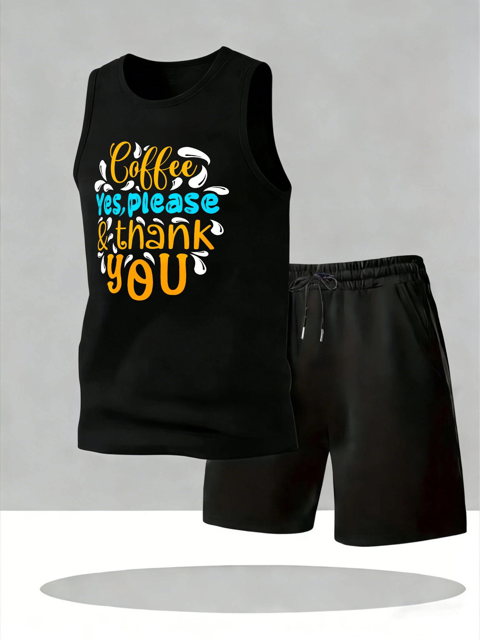 

Men's Tank Top Sets 2026 Summer Quick drying seaside beach oversize Men's sweatshirt set Breathable sports sweat suit crewneck