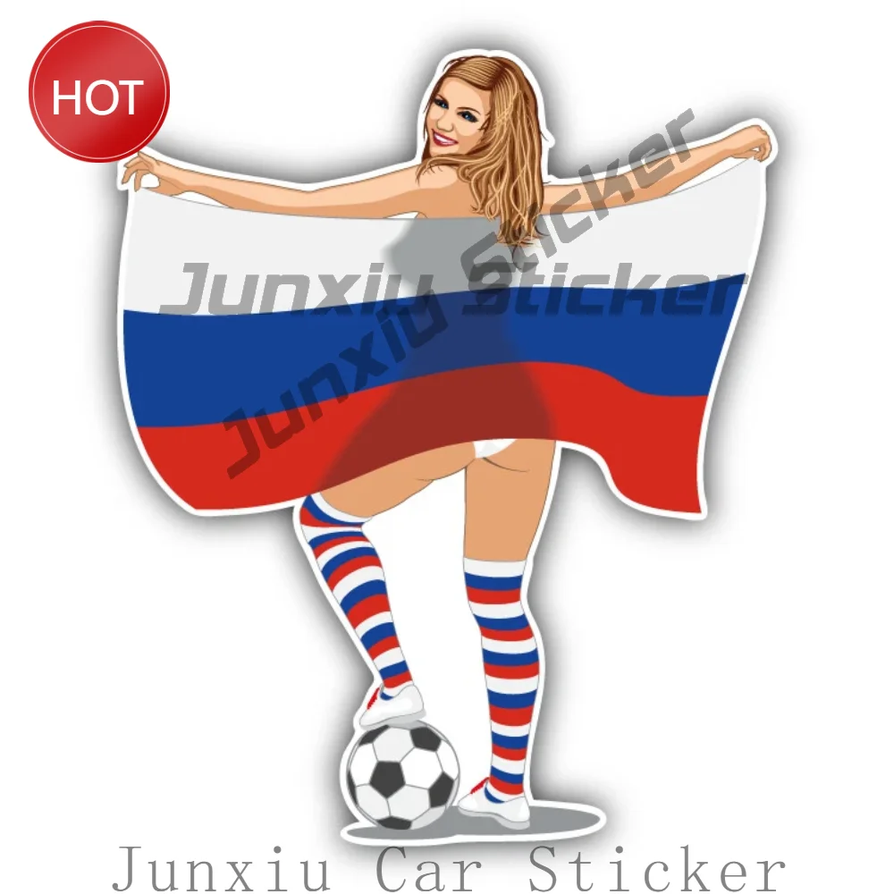 Russia Soccer Fan Sexy Girl Sticker Expressive Design For Bumper And Rear Window Express Your Style Decal Vehicle Accessories