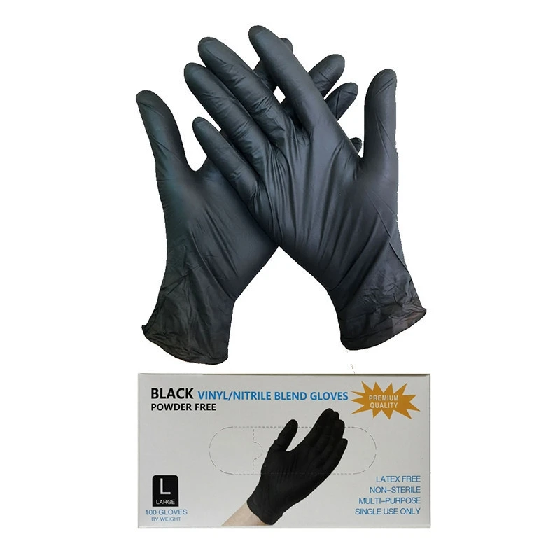100/50/20PCS Black Nitrile Gloves Thickened Disposable Gloves for Cleaning Hairdressing Waterproof Dishwashing Tattoo Gloves