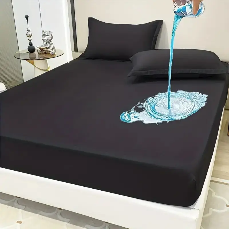 Waterproof Mattress Protector, Soft Comfortable Breathable Solid Color Bedding Mattress Cover Fitted Comfort & Protection