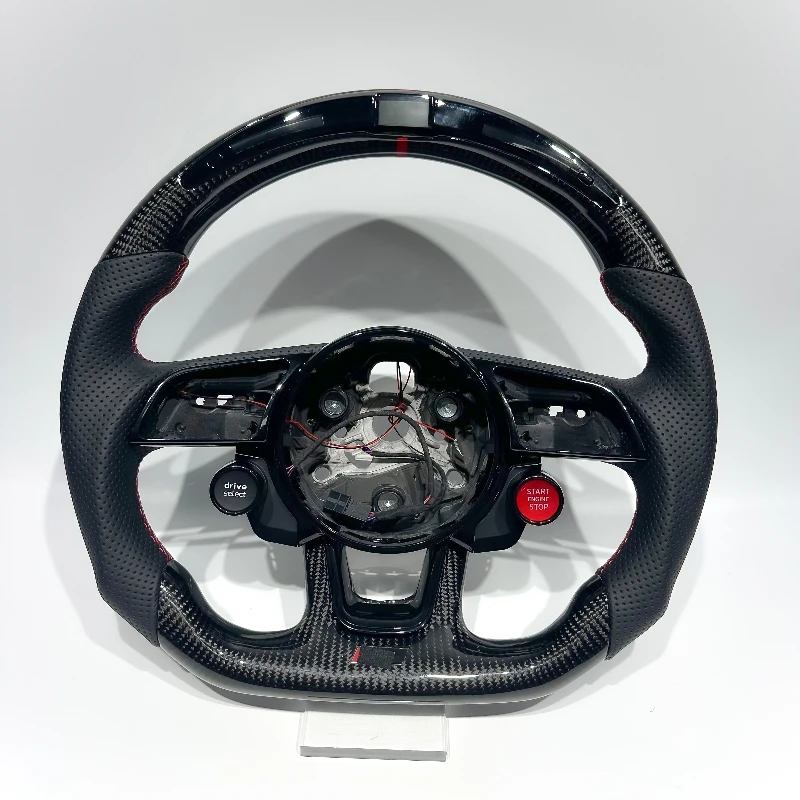 

For Audi DIY Black Carbon Fiber LED Flat Bottom Design Customizable Sports Steering Wheel Suitable for Audiitable for Audi A1