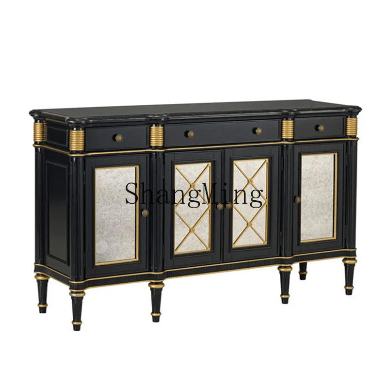 

ZYH solid wood dining side simple mirror door entrance locker living room decoration cabinet