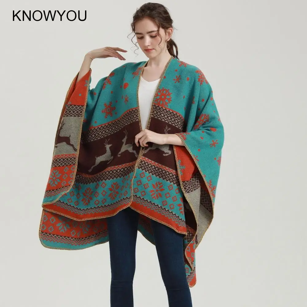 

Women Oversized Shawls and Wraps Elegant Capes Female Cashmere Pashmina Warm Bufanda Mujer Winter Blanket Christmas Ponchos