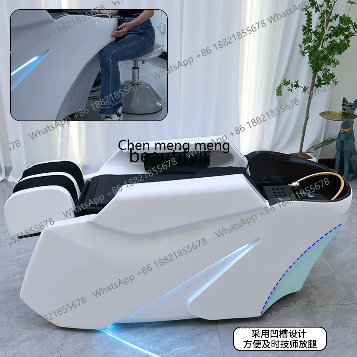 高級水循環インテリジェント電動マッサージシャンプーベッド理髪店全身加熱燻蒸