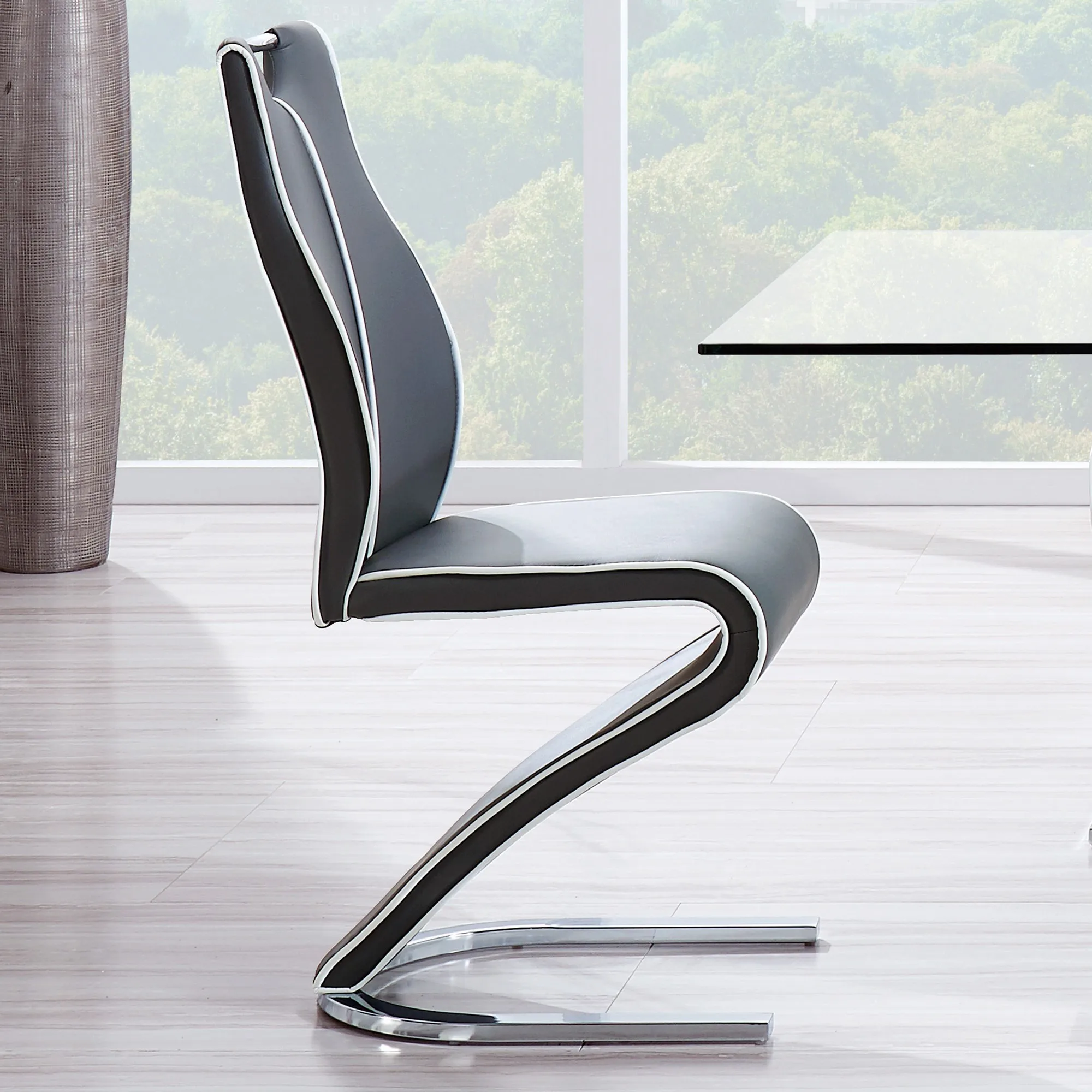 *Modern Luxury Z-Shape Mermaid Dining Chair Set of 2 Iron Chrome Base Top Banquet Chair for Living Rooms