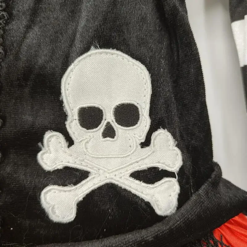 Костюм для косплея Gothique Foncé Noir and Rouge pour Fille, Robe Imprimée Christmas de Mort, Tenue d'Halloween, 3 Pièces