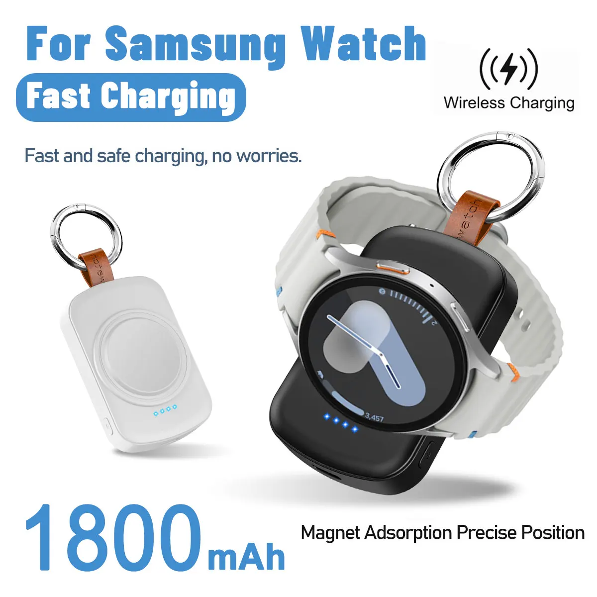 Magnetic Wireless Portable Watch Charger for Samsung Galaxy Watch 8/7 Classic 5/4 Pro/3 Active USB Type-C Fast Charging