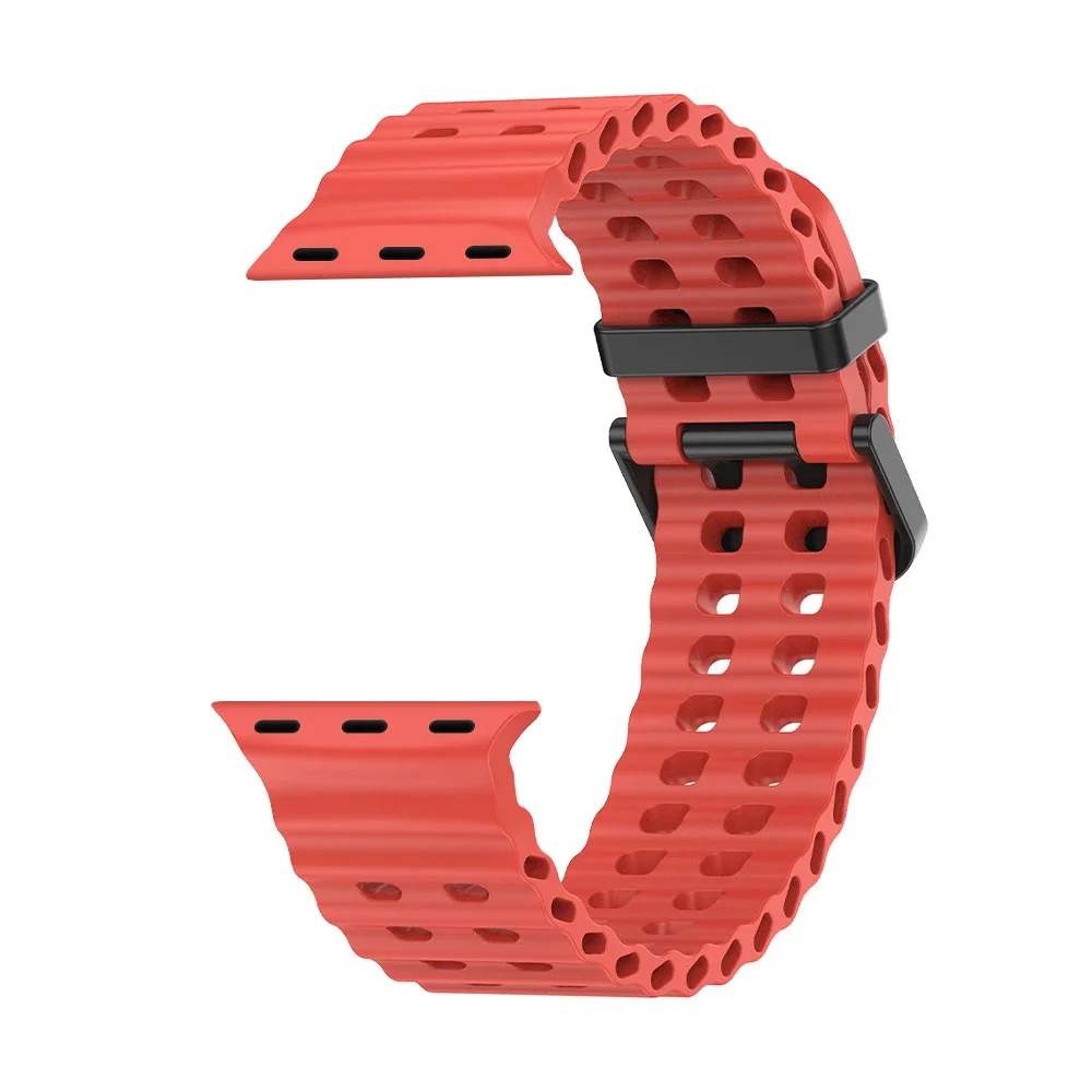 Silicone Ocean strap for Apple Watch Band 42mm 46 44mm 45mm 49mm Breathable Bracelet for iwatch series 9/8/7/6/5/4/se ultra band