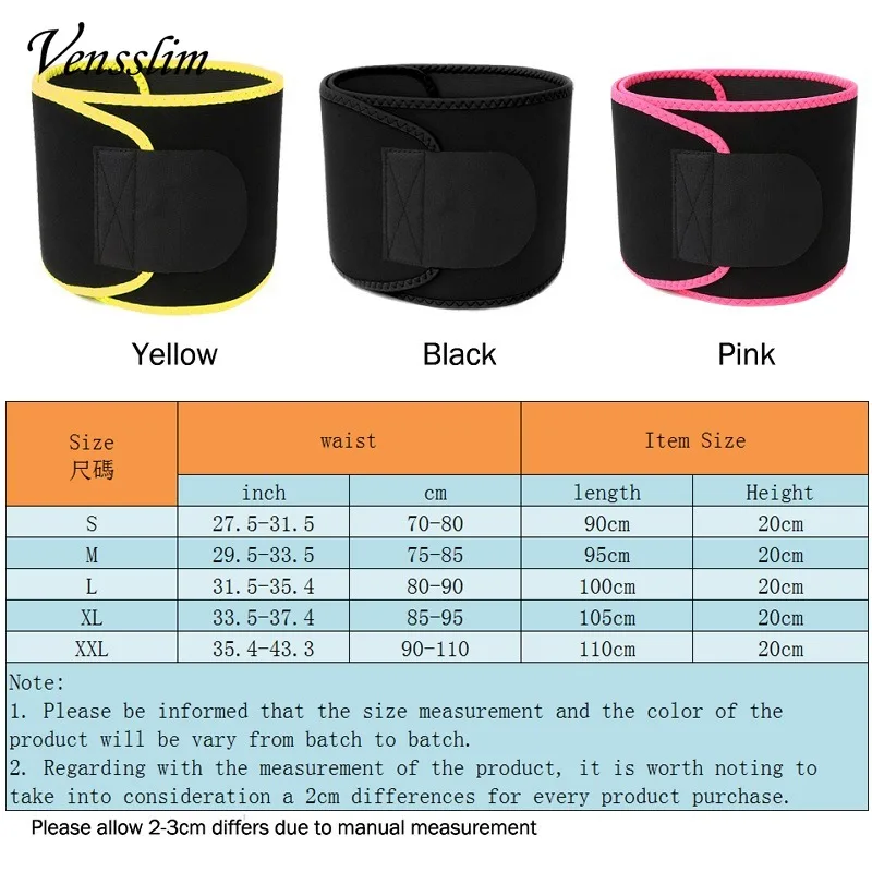 Vensslim Waist Trimmer Belt Sweat Sauna Corset Men and Women Workout Belly Fay Burner Body Shaper Strap