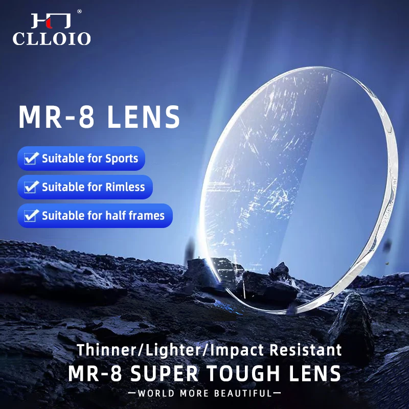 CLLOIO MR-8 Super Tough Lens Anti Reflective for Rimless Anti-blue Ray Anti-scratch Aspheric Sports Optical Prescription Lenses