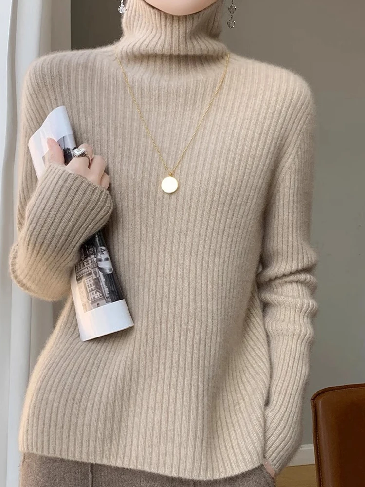 

Thiened Camere Knitted Sweater High Collar Long Sve Autumn Winter New Sle Women's Faion Slimming Top Warm Clothes