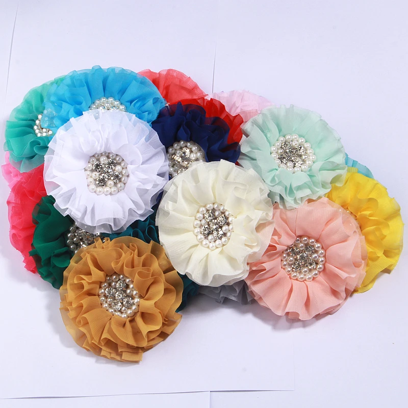 3Pcs 10cm Gauze Organza Fabric Large Rose Artificial Flower Head Wedding Dress Skirt Home Hat Decoration DIY Hair Accessories