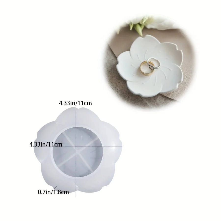 DIY Harzform: Blumenförmiges Aufbewahrungstablett, Dekorative Ornamentform, Wohndekor, Präsentationsständer, Harzguss, Gips, Aufbewahrung