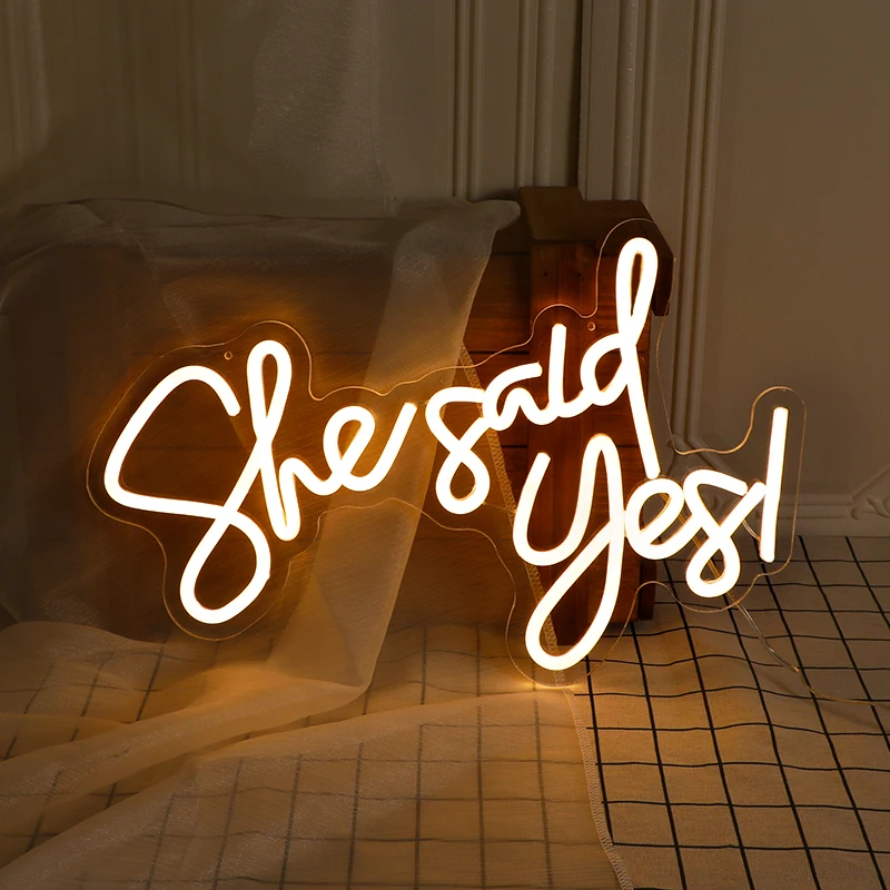 

She Said Yes Neon Sign Led Neon Lights Signs for Wall Decor Personalized Neon Signs for Bedroom Home Art Decor Bar Birthday Part