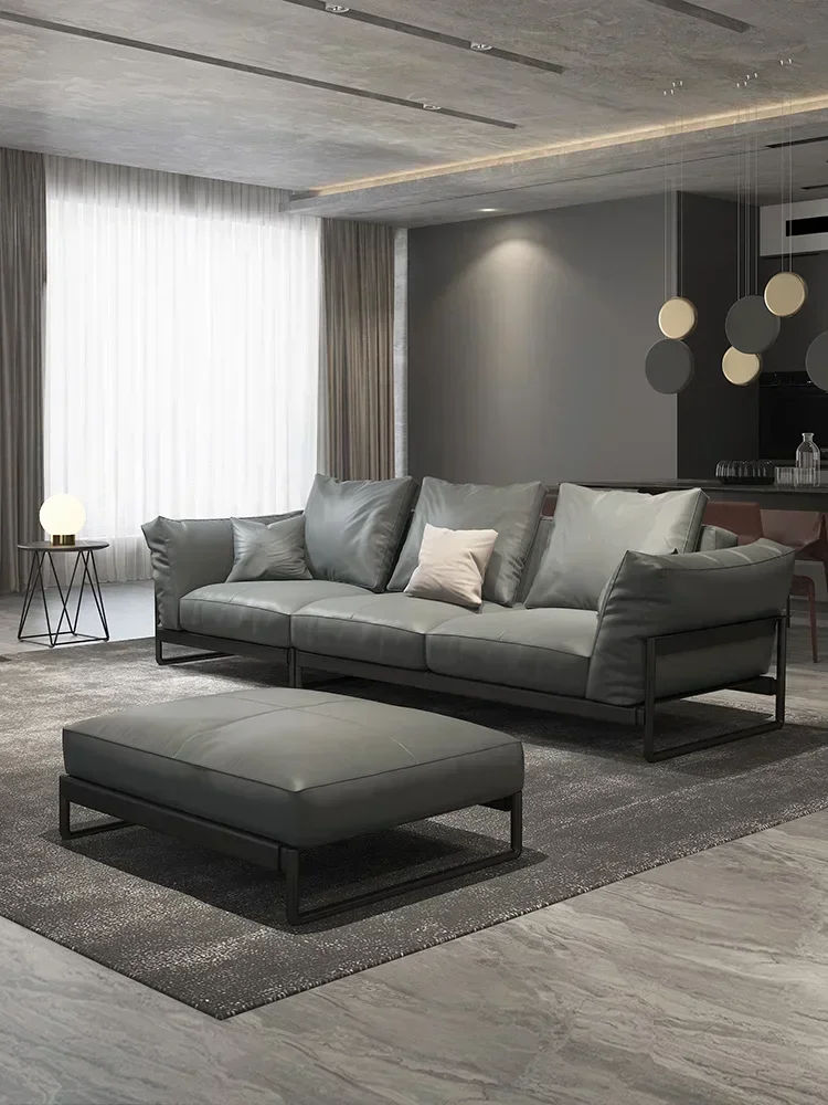 TAO Leather Sofa First Layer Genuine Cowhide Brown 123 Combination Light Luxury Sofa