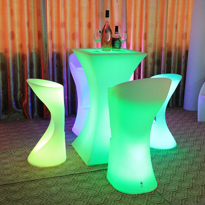 Table et chaise de Bar LED, télécommande extérieure, étanche, colorée, couleur changeante, Bar d'hôtel