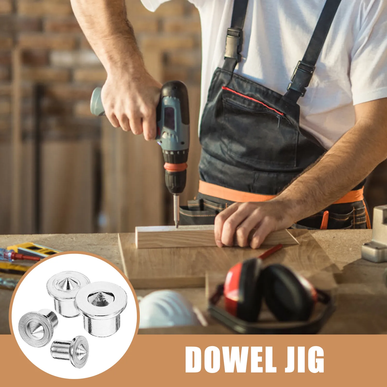 1Set Dowel Pin Locator Professional Steel Dowel Center Transfer Plug Set Includes 6Mm 8Mm 10Mm 12Mm Woodworking Drill Hole