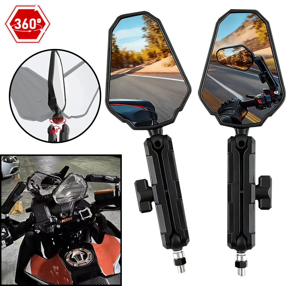 Motorrad Einstellbare Rückspiegel Faltbare Falten M8 M10 Bolzen Universal Moto Zubehör Für ATV Dirt Quad Seite Spiegel