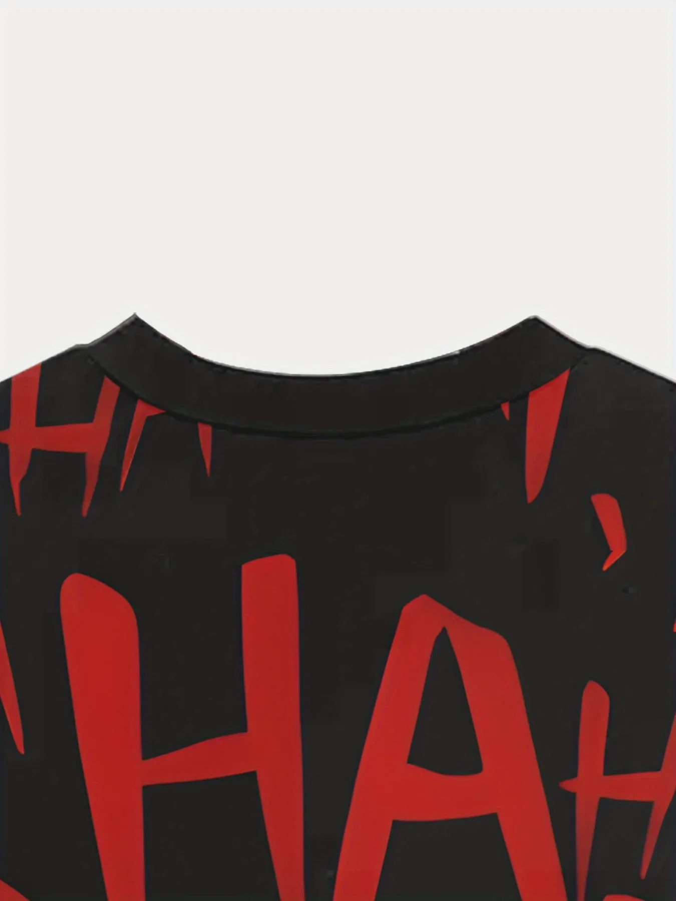 تي شيرت رجالي مطبوع رقمي ثلاثي الأبعاد HAHA Laughing Face Graphic - تي شيرت صيفي كاجوال جريء باللونين الأحمر والأسود يسمح بالتهوية ورقبة دائرية قصير