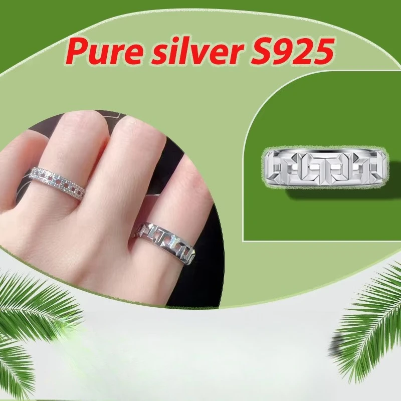 

Т-образное кольцо с полой гладкой поверхностью из чистого серебра S925, высококачественным и модным дизайном, памятный подарок серии TCO