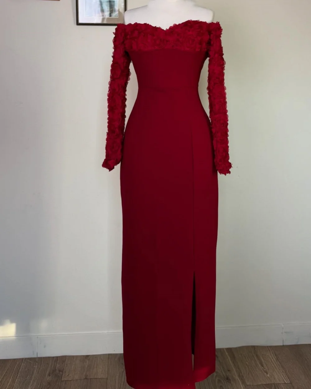 Customized High Quality Matching Jersey Handmade Flower Pleat Straight Strapless Long Dresses Bespoke Occasion Dresses Fashion
