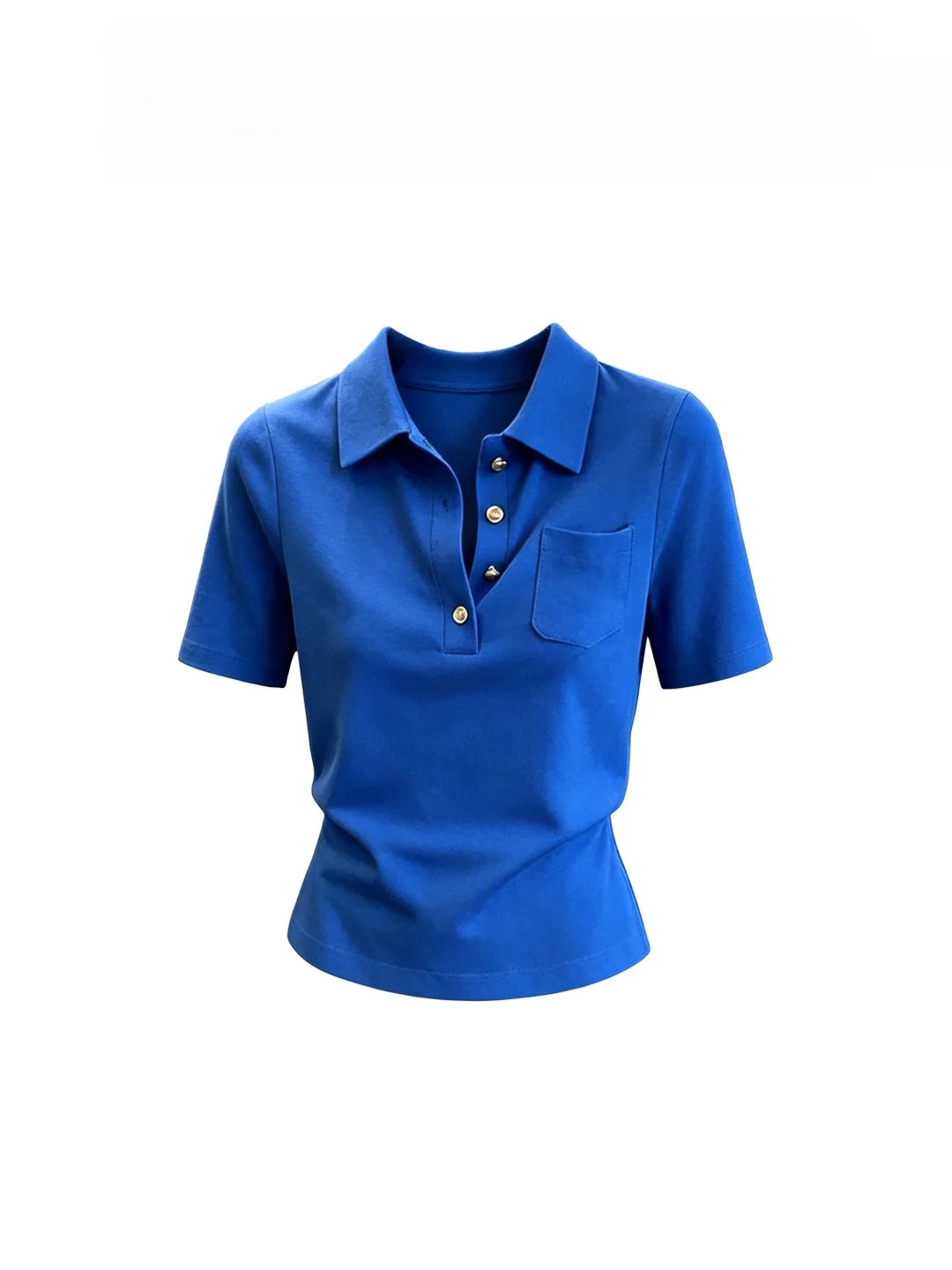 

Slimming Blue Short Sleeve Knitted Top for Women Stylish Versatile Summer Fashionable Casual Fit Neck Regular Length