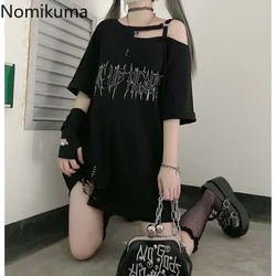 Oversized Tops Harajuku Tshirts Summer Y2k Off Shoulder Japanese T Shirt Women