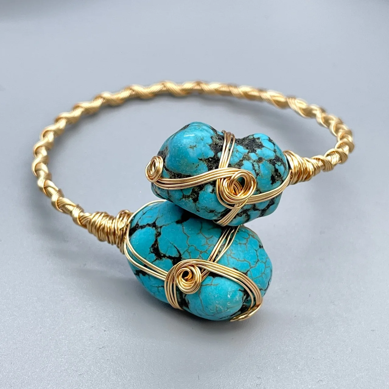 الفيروز سوار المنسوجة يدويا سوار غير النظامية الفيروز قابل للتعديل سوار للنساء البوهيمي خمر الرجعية الإسورة مجوهرات #6