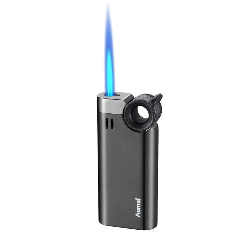 

New Rocker Arm Straight Blue Flame Lighter, Compact and Portable, Metal Body, Windproof Inflatable Cigarette Lighter
