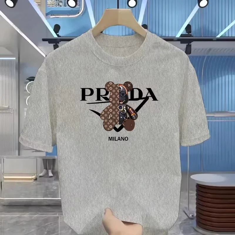 Men's luxurious printed summer high-quality T-shirt, 100% pure cotton, loose and comfortable fit
