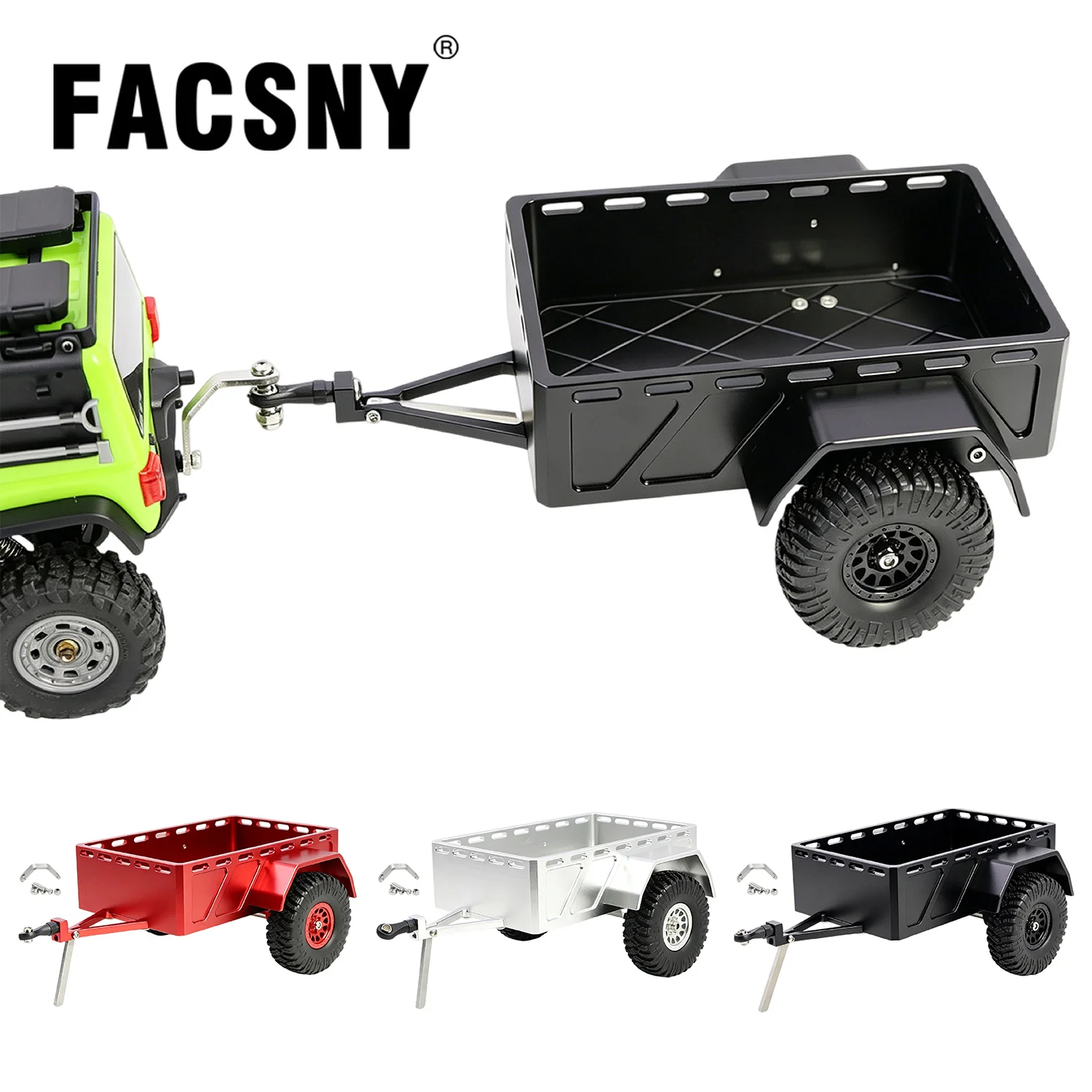 1/30 CNC Aluminum Utility Simulation Trailer With Hitch Mount For Axial SCX30 Bronco Wrangler K10 RC Crawler Accessorie
