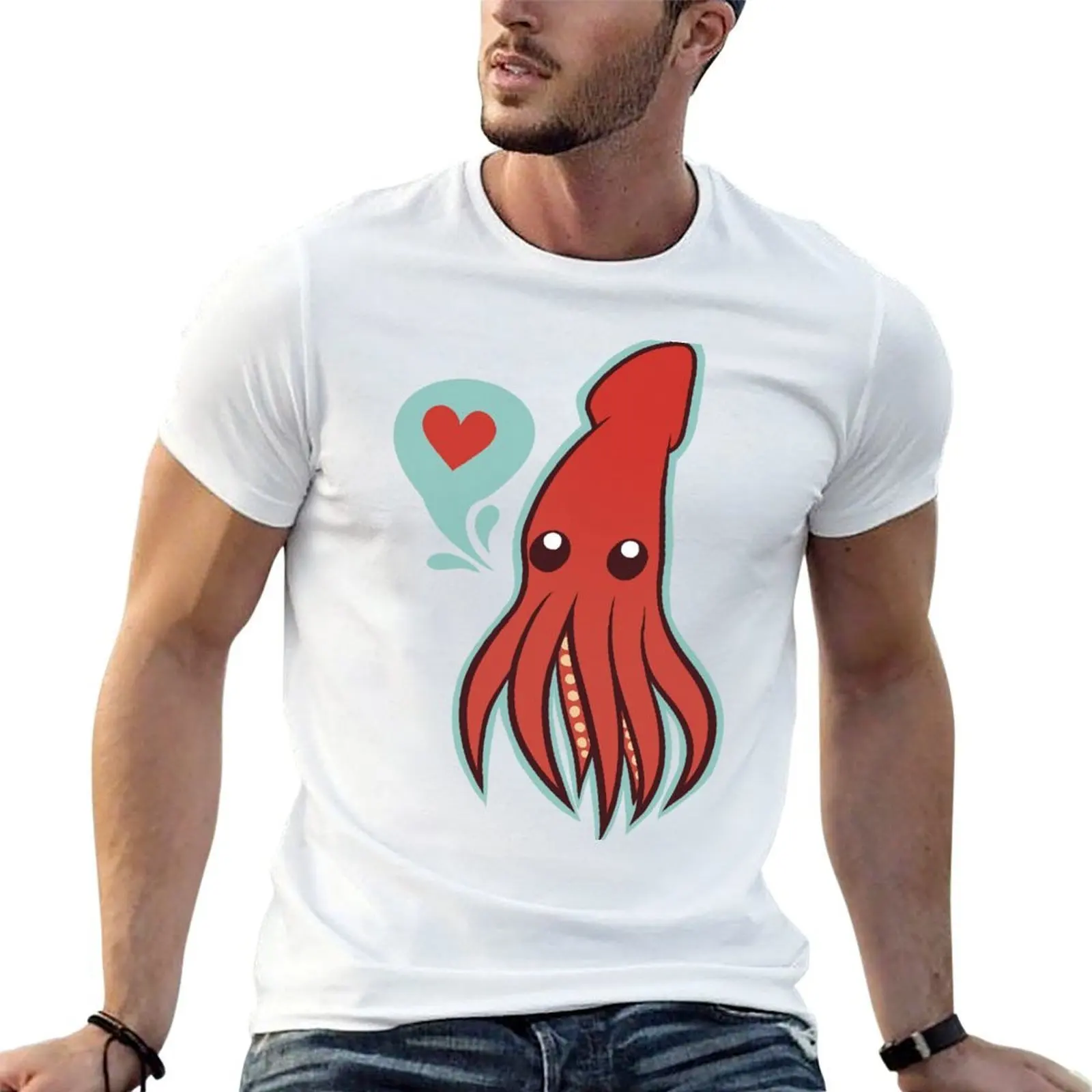 

Cute squid T-Shirt man t shirt luxury man t shirts cotton t shirt men 100% cotton luxury brand T-shirt