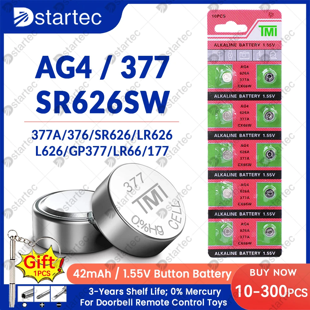 1.55V LR626 AG4 377A 377 177 376 SR66 626A L626 Button Batteries For Watch Toys Remote SR626SW AG 4 Cell Coin Alkaline Battery