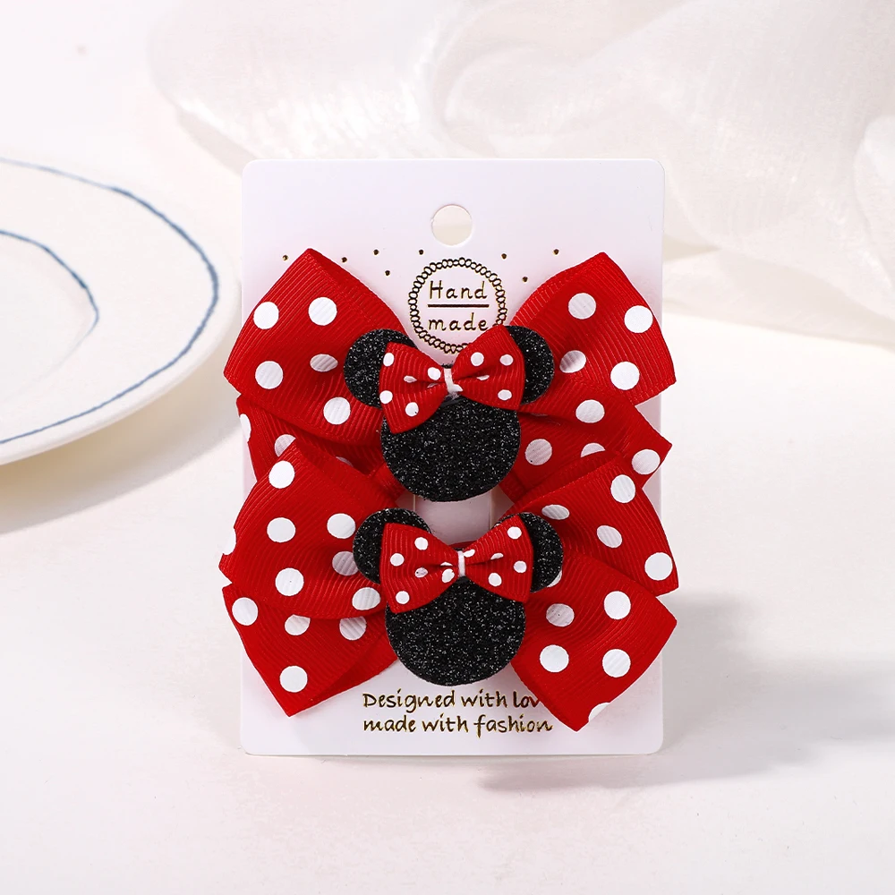 2 stuks/lot 3,9 inch grote strikken haarclips voor kleine meisjes cartoon feest hoofdband zoete polka dot strik haarclip set