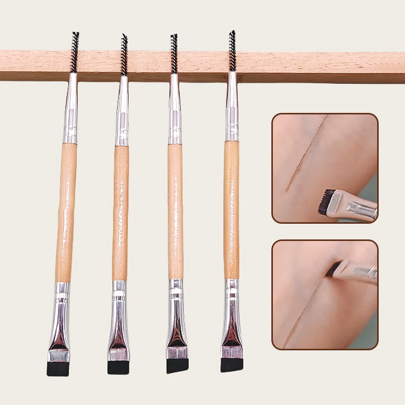 Eyebrow Brush Eyelash Comb Makeup Brushes Dual Ended Flat/Angled Brush Spoolie Brush 2 In 1 Lash Eyebrow Brush Set Makeup Tool