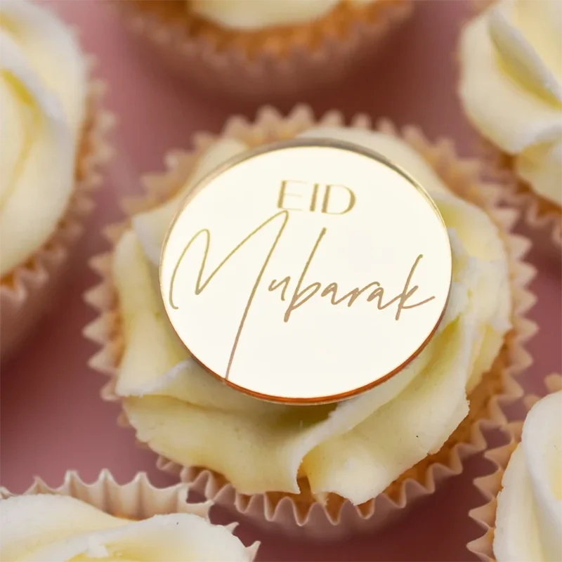 10 Stück Eid Cupcake Topper Geschenkanhänger Eid Mubarak Geschenke Eid Cake Topper Acryl Kuchenscheiben Ramadan Eid Mubarak Dekorationen