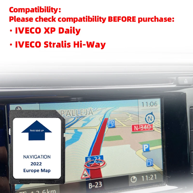 Europe Navigation SD Map GPS Software Sat NAV Card 2022 for IVECO Stralis Hi-Way Car Locator Accessories Electronics Automobiles